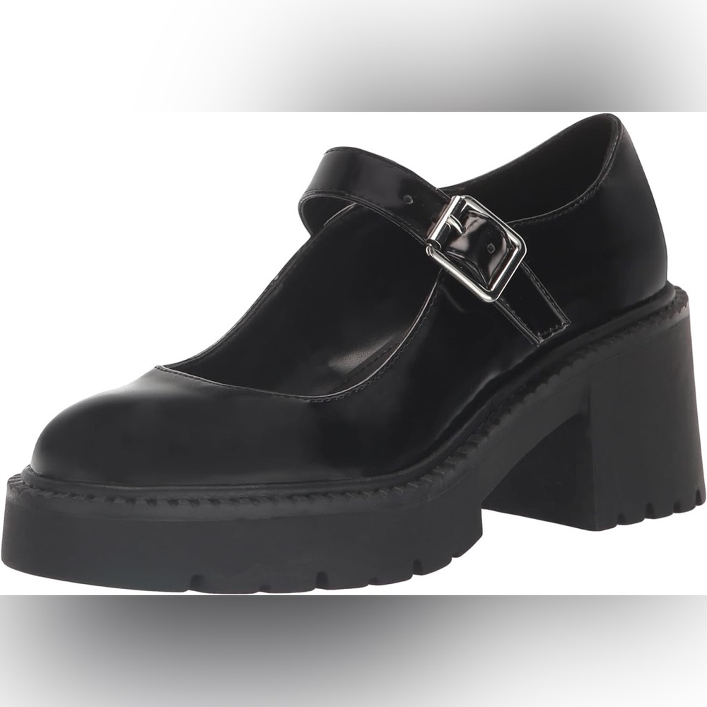 Madden Girl Women’s Thunderr Black Chunky Mary Jane Shoes Size 7.5